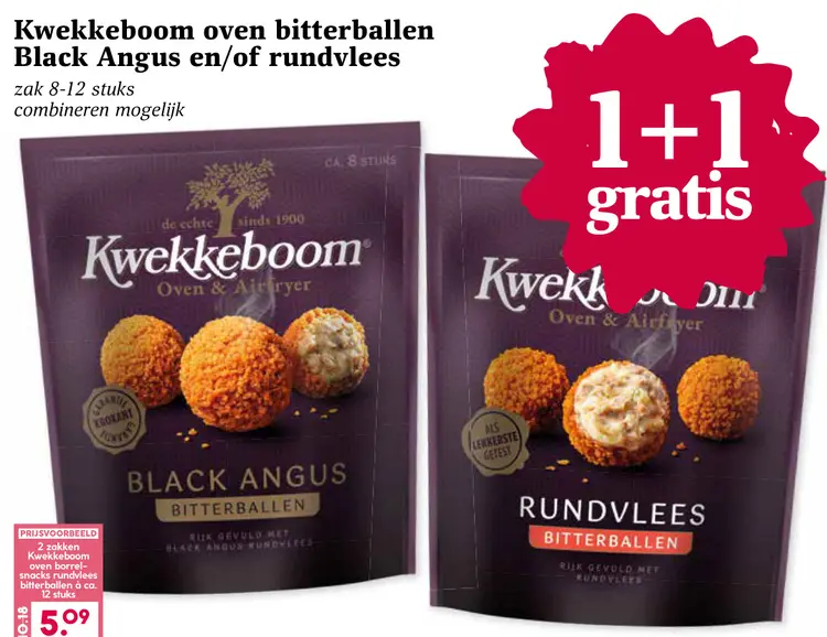 Aanbieding: Kwekkeboom oven bitterballen Black Angus en/o