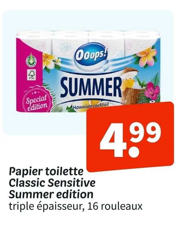 Offre: Papier toilette Classic Sensitive Summer edit