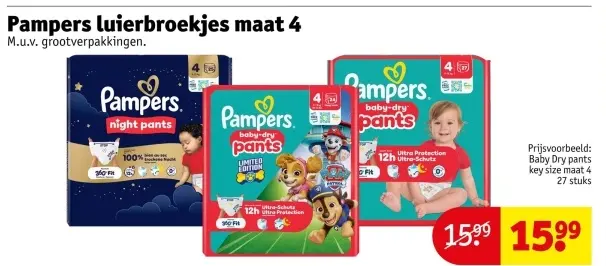 Aanbieding: Pampers luierbroekjes maat 4
