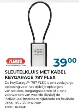 Aanbieding: SLEUTELKLUIS MET KABEL KEYGARAGE 797 FLEX
