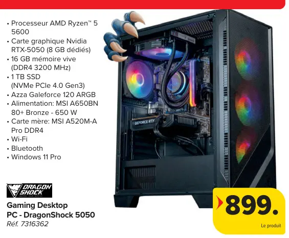 Offre: Gaming Desktop PC - DragonShock 5050