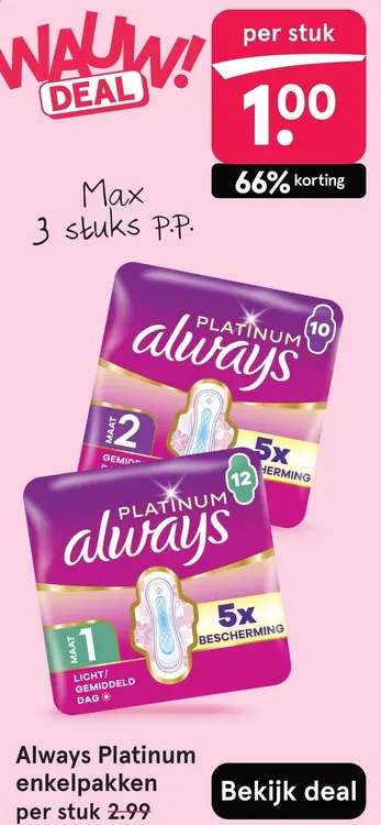 Aanbieding: Always Platinum enkelpakken