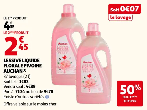 Promotie: Lessive liquide florale pivoine