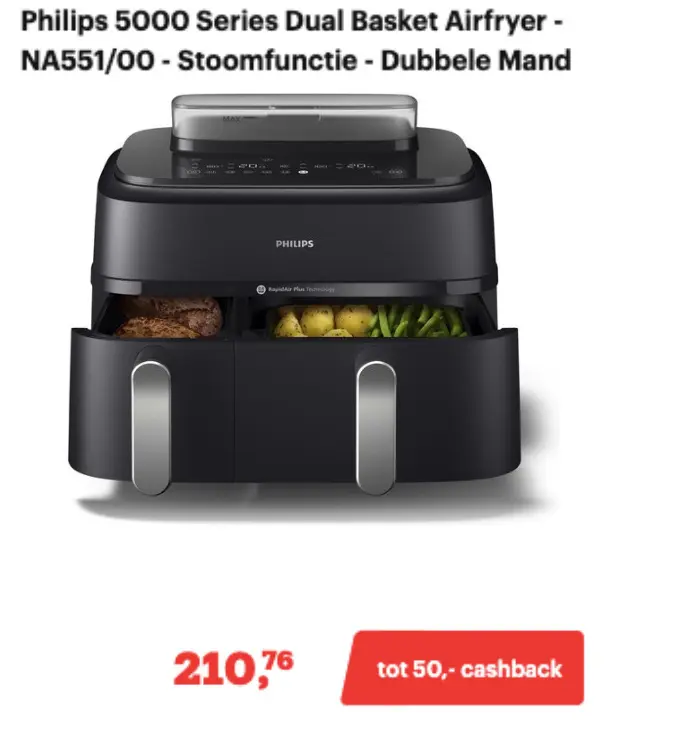Promotie: Philips 5000 Series Dual Basket Airfryer
