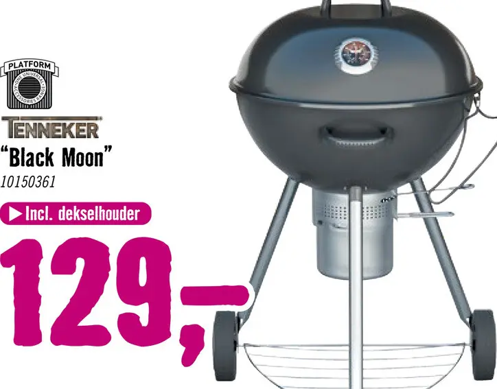 Aanbieding: TENNEKER Houtskool Barbecue Black Moon zwart Ø 58 cm