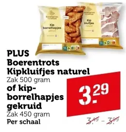 Aanbieding: Boerentrots Kipkluifjes naturel of kip-borrelhapjes gekruid