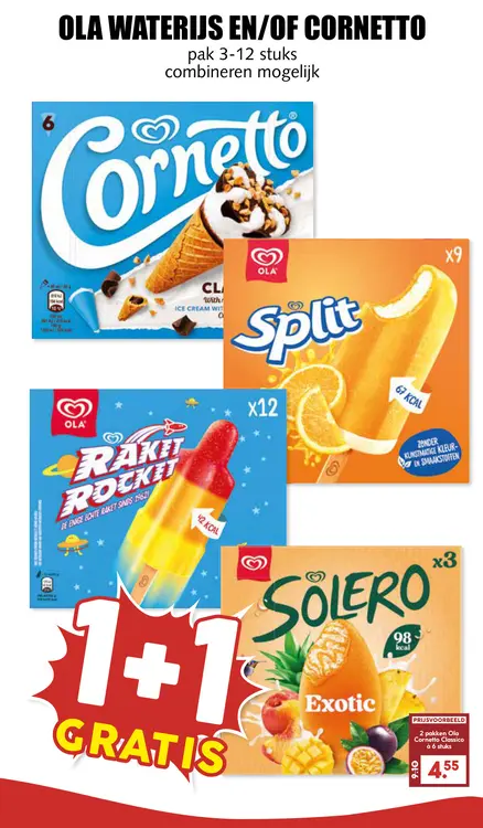 Aanbieding: Waterijs en/of Cornetto
