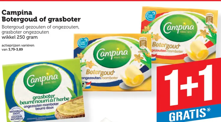Aanbieding: Campina Botergoud of grasboter
