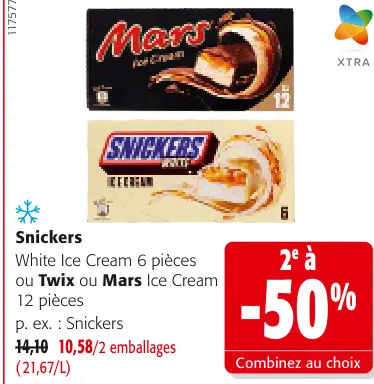 Offre: Snickers, Twix ou Mars