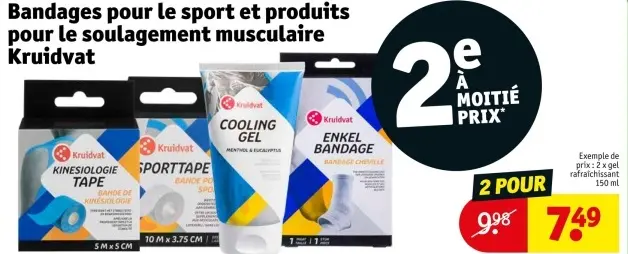 Offre: Bandages pour le sport et produits pour le soulagement