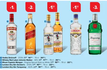 Offre: Vodka Smirnoff, Whisky, Rhum, London Dry Gin