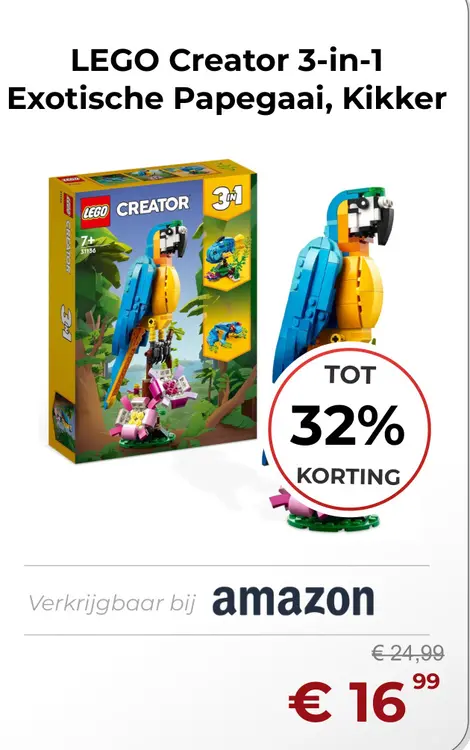 Aanbieding: LEGO Creator 3-in-1 Exotische Papegaai, Kikker