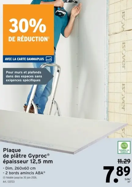 Offre: Plaque de plâtre Gyproc®