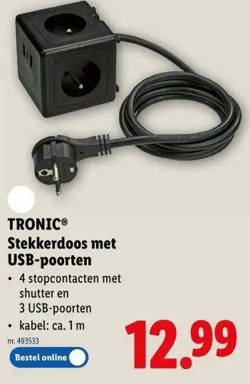 Promotie: Stekkerdoos met USB-poorten