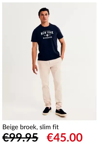 Promotie: Beige broek, slim fit
