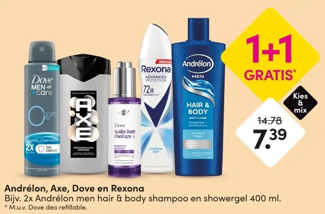 Aanbieding: Andrélon, Axe, Dove en Rexona