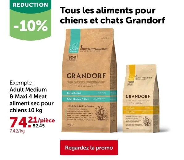 Offre: Aliments pour chiens et chats Grandorf
