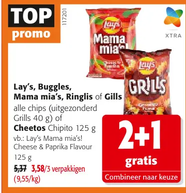 Promotie: Lay's, Buggles, Mama mia's, Ringlis of Gills, Cheetos