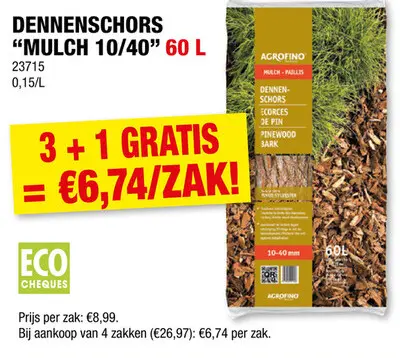 Promotie: Agrofino Mulch boomschors 10-40 mm 60l