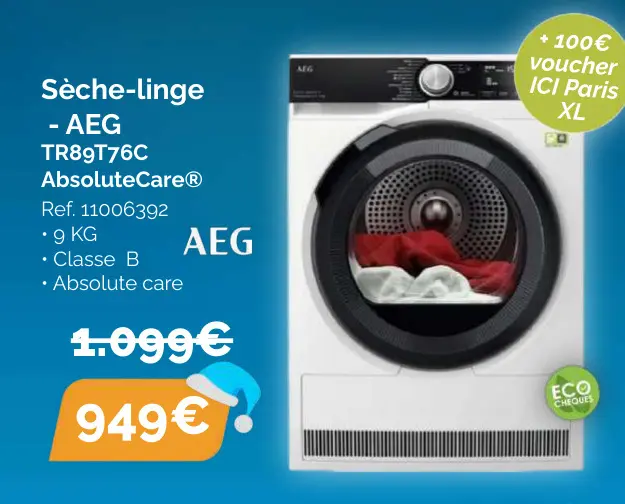 Offre: Sèche-linge - AEG TR89T76C AbsoluteCare®