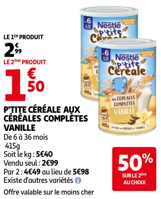Promotie: P'tite Céréale aux Céréales Complètes Vanille
