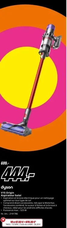 Offre: V15 Origin Aspirateur balai