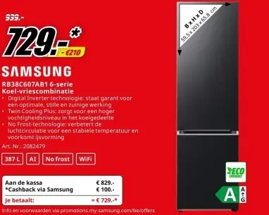 Promotie: RB38C607AB1 6-serie Koel-vriescombinatie