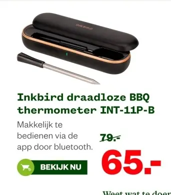 Aanbieding: draadloze BBQ thermometer INT-11P-B