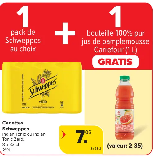 Offre: Schweppes Indian Tonic ou Indian Tonic Zero