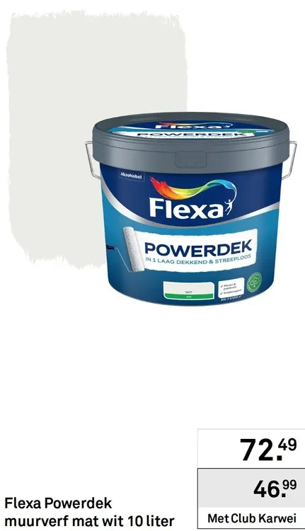 Aanbieding: Powerdek muurverf mat wit 10 liter