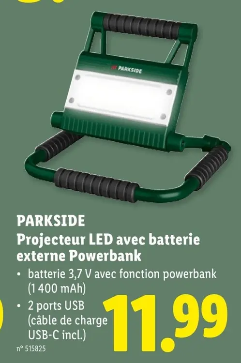 Offre: Projecteur LED avec batterie externe Powerban