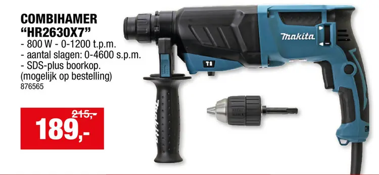 Promotie: Makita HR2630X7 combihamer SDS-Plus 800W