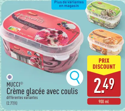 Offre: Crème glacée avec coulis