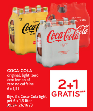 Aanbieding: Coca-Cola original, light, zero, zero lemon o