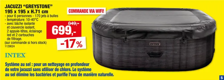 Offre: Intex Greystone spa gonflable 6 personnes
