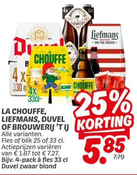 Aanbieding: La chouffe, LIEFMANS, DUVEL of BROUWERIJ 'T IJ