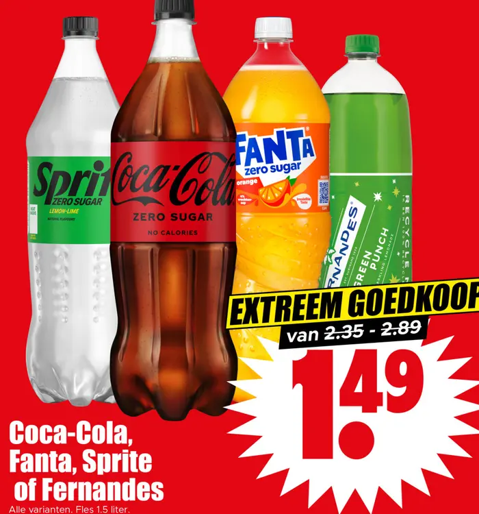 Aanbieding: Coca-Cola, Fanta, Sprite of Fernandes
