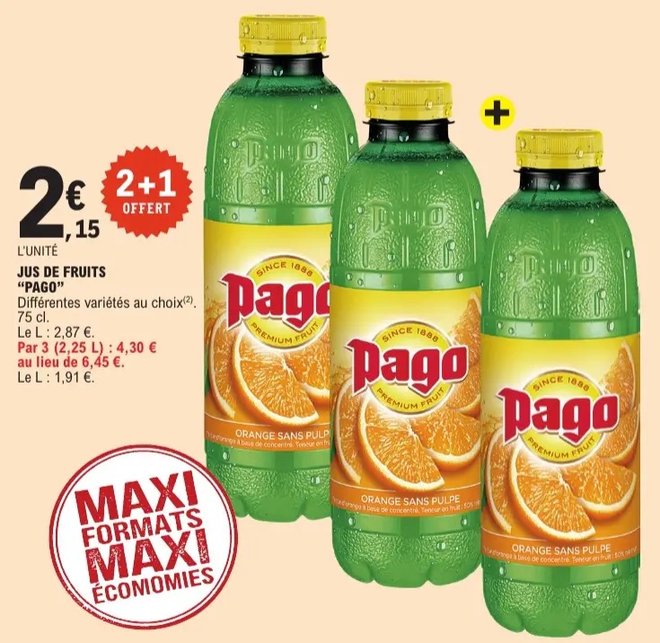 Offre: Jus de fruits