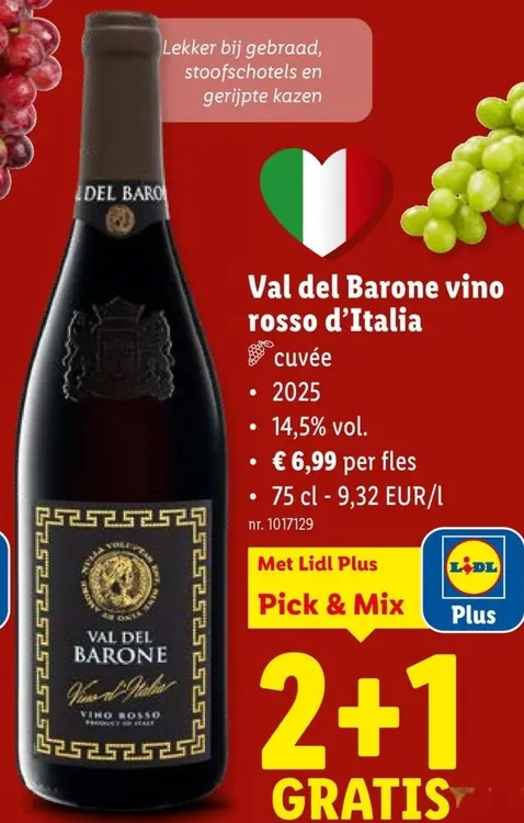 Promotie: Val del Barone Val del Barone vino rosso d'Italia