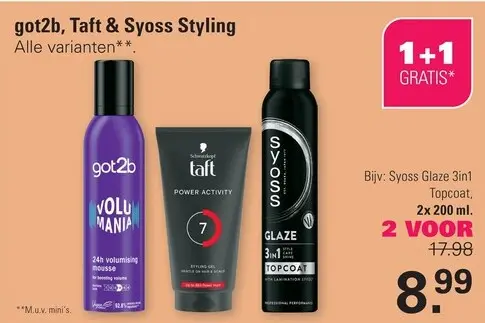 Aanbieding: got2b, Taft & Syoss Styling