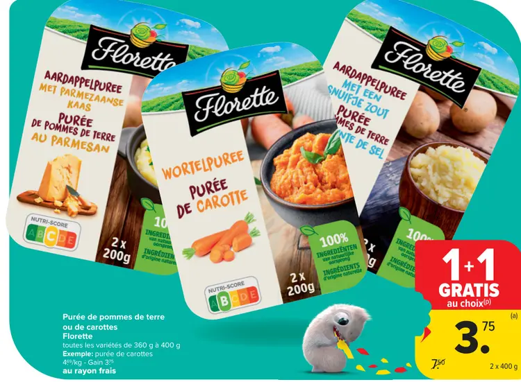 Offre: Purée de pommes de terre ou de carottes