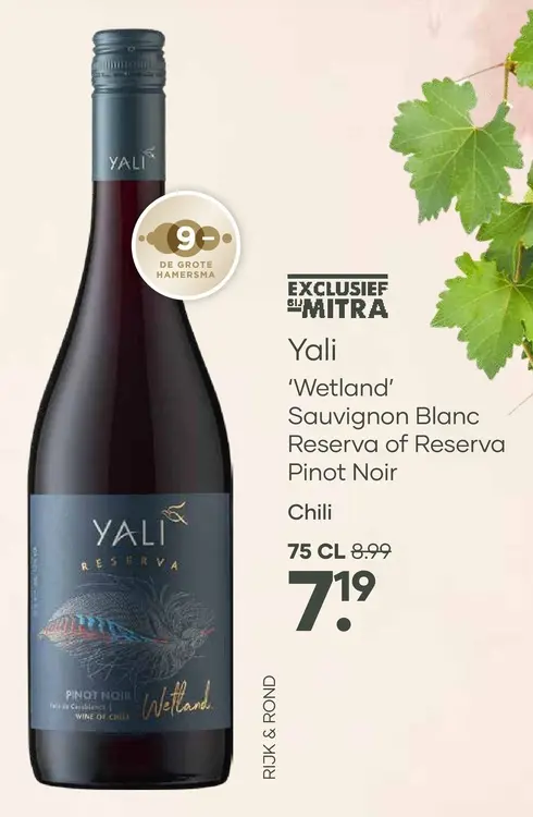 Aanbieding: Yali 'Wetland' Sauvignon Blanc Reserva of Reserva Pinot Noir