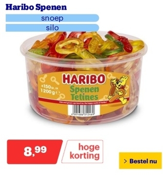 Aanbieding: Haribo Spenen - snoep - silo - 150 stuks à 1200g