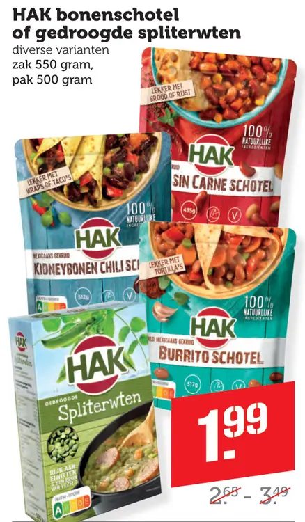 Aanbieding: Bonenschotel of gedroogde spliterwten