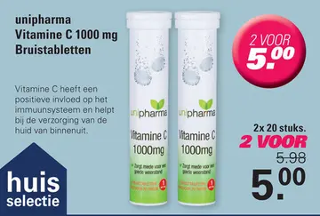 Aanbieding: Unipharma Vitamine C Bruistablet 20TB