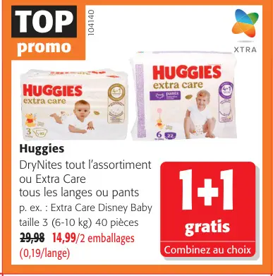 Offre: DryNites tout l'assortiment ou Extra Care langes ou pants