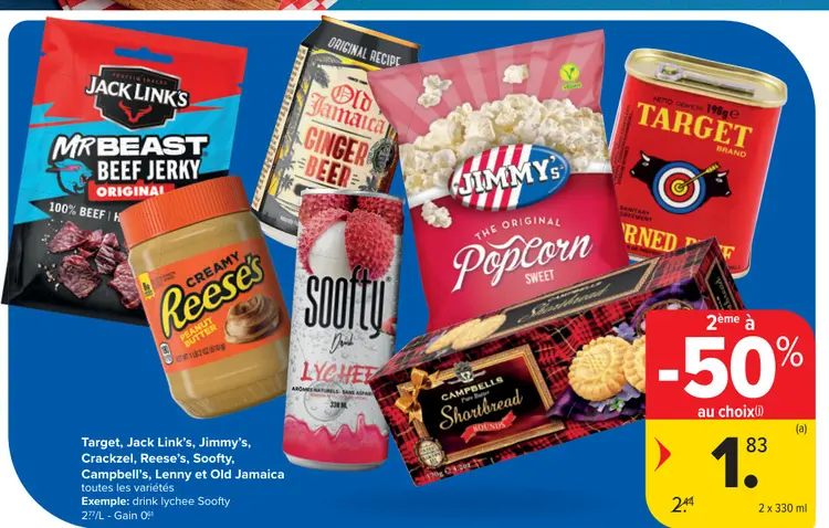 Offre: Target, Jack Link's, Jimmy's, Crackzel, Reese