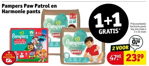 Aanbieding: Pampers Paw Patrol en Harmonie pants