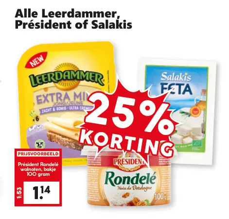 Aanbieding: Leerdammer, Président or Salakis