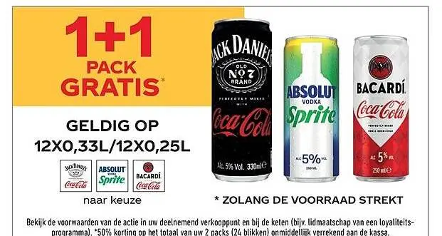 Promotie: Jack Daniel's Coca-Cola, Absolut Vodka Sprite